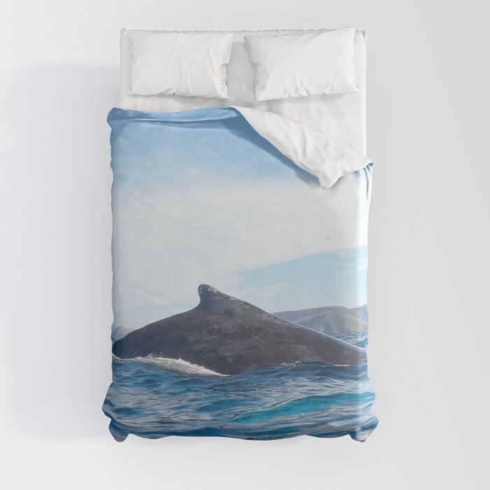 Whale fin of a humpback whale on the surface Duvet Cover