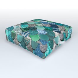 Mermaid Art, Sea,Teal, Mint, Aqua, Blue Outdoor Floor Cushion