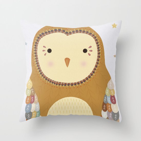 Autumn the Owl Throw Pillow