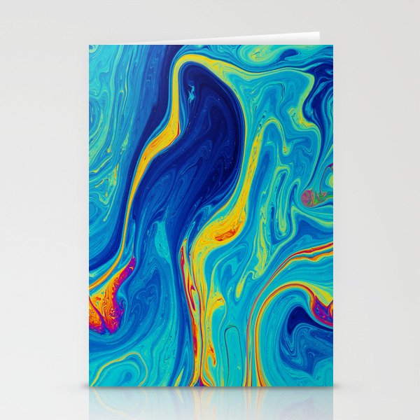 Neon Blue Liquid Marble  Stationery Cards
