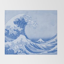 The Great Wave Print Hooded Blanket Fleece Blankets And Throws Blankets K37