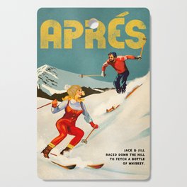 "Apres" Retro Pinup Ski Art Cutting Board