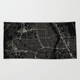 USA, Port St. Lucie - Black and White City Map Beach Towel