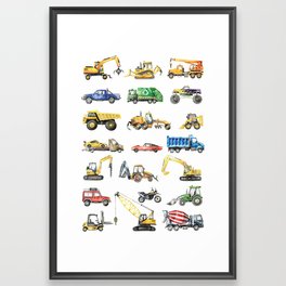 Cars and trucks Framed Art Print