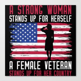 Strong Woman Veteran Patriotic American Canvas Print