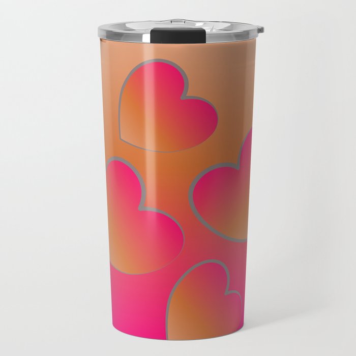 Heartfelt in Coral and Hot Pink Travel Mug