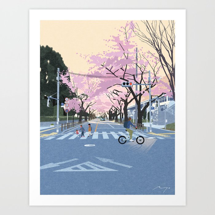 Cherry Blossoms on the Way Home (2021) Art Print