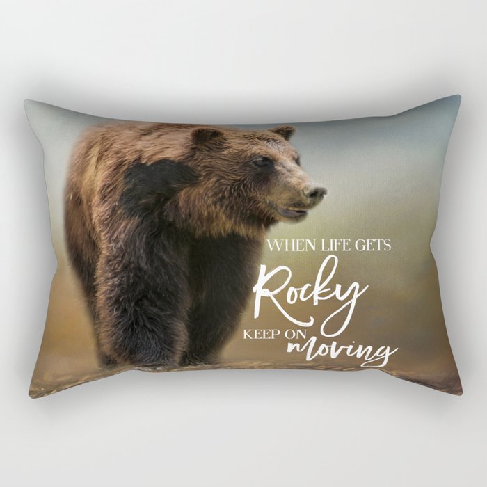 Grizzly On The Rocks Rectangular Pillow