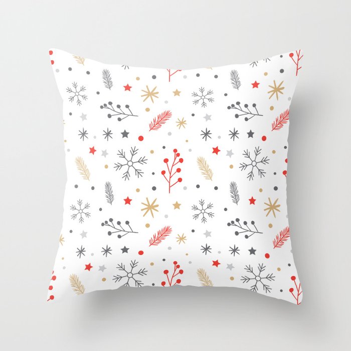 Red, Gold And Silver Christmas Collection Throw Pillow