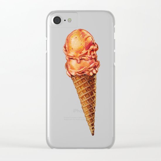 Ice Cream Pattern - Strawberry Scoop Clear iPhone Case