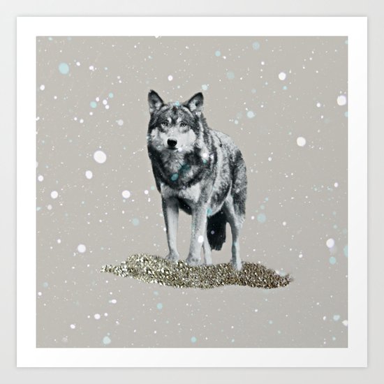 SNOW WOLF Art Print