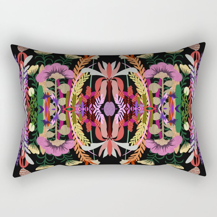 The Butterfly Effect Series - 01, Paint Blot Mirror Colorful, Symmetrical Graphic, Eclectic Mandala  Rectangular Pillow