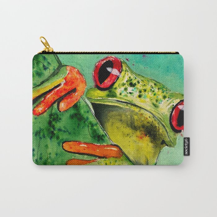 Watercolor Tree Frog Carry-All Pouch