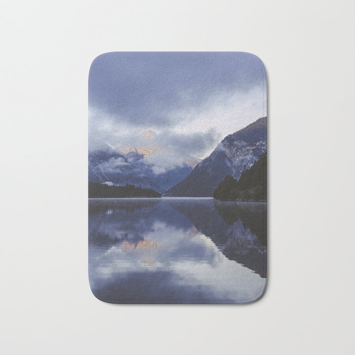 foggy lake view Bath Mat