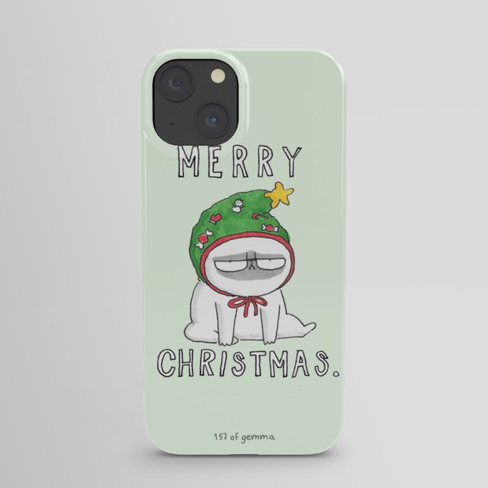 Grumpy Christmas puggy iPhone Case
