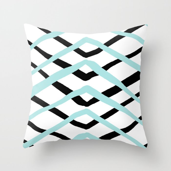 Pattern, turquoise and black Throw Pillow