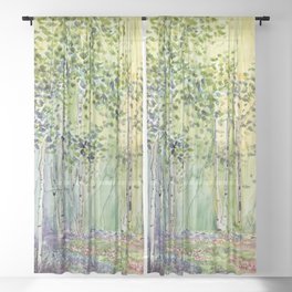 4 season watercolor collection - spring Sheer Curtain