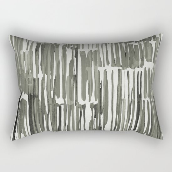 Simply Bamboo Brushstroke Green Tea on Lunar Gray Rectangular Pillow