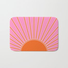 Sun Print Sunrise Pink And Orange Colors Sunshine Retro Sun Wall Art Vintage Boho Abstract Decor Bath Mat
