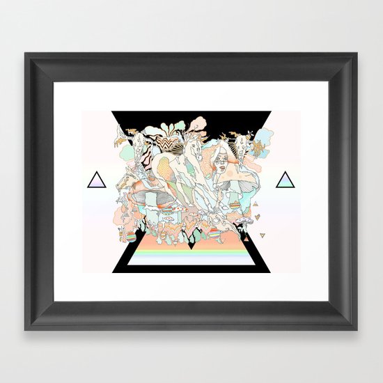 mushrooms & horses Framed Art Print