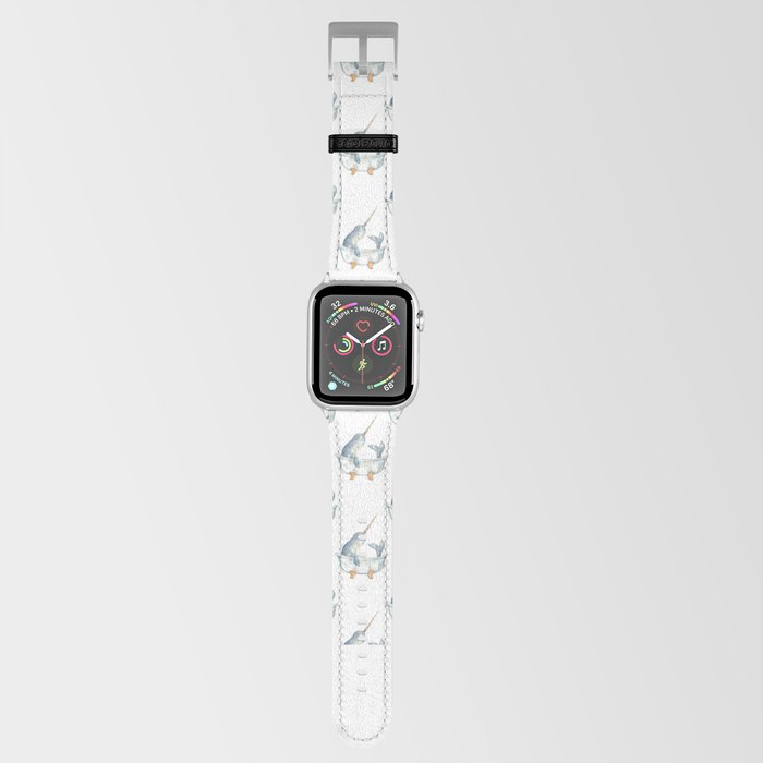  Narwhal whale taking bath watercolor Apple Watch Band