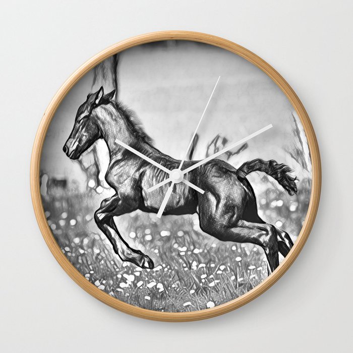 Jump - Horse illustrations Wall Clock