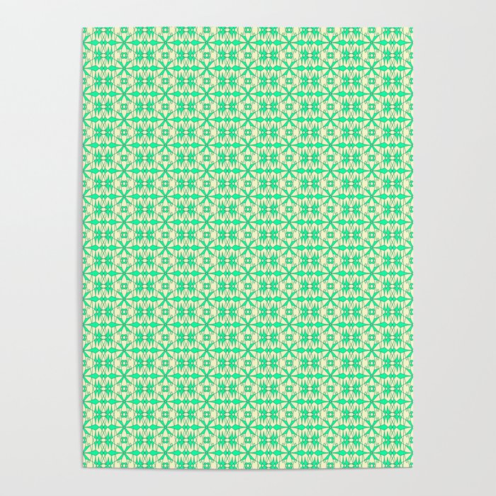 Granny Apple Green Angular Abstract X On Butter Cream Yellow Country Kitchen Design Pattern Poster By Dpartgallery Society6