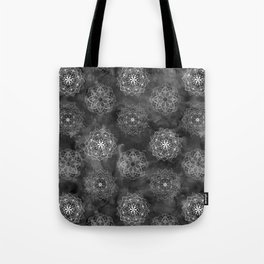 Watercolor Mandala Pattern - Black Ink Tote Bag