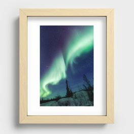 Northern Lights and shooting stars Recessed Framed Print