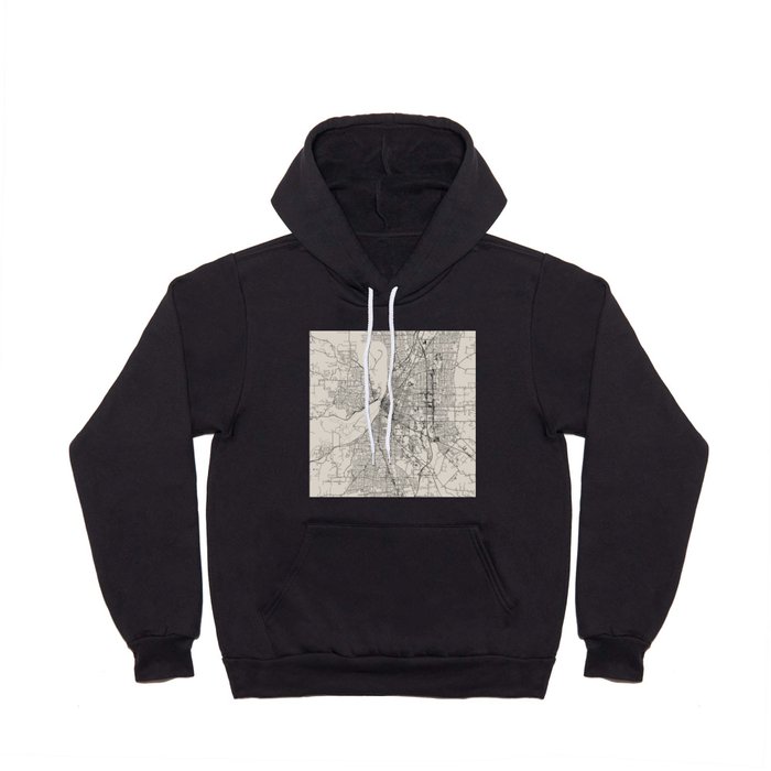 USA - Salem - City Map - Black and White Hoody