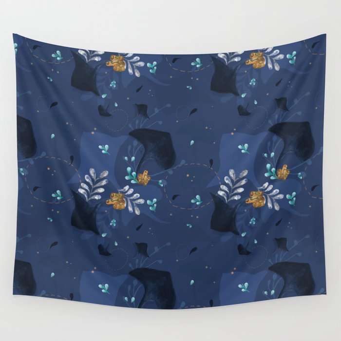 Stingrays in the Deep Ocean Wall Tapestry