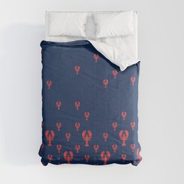 Lobster Squadron on navy background. Comforter