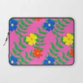 Bright 80’s Summer Flowers On Hot Pink Laptop Sleeve