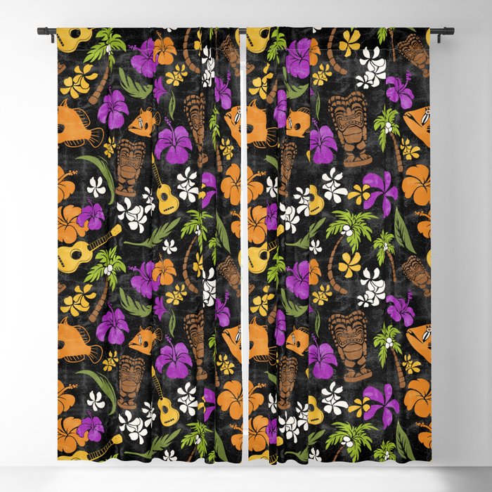 Makapuu Beach Hawaiian Tropical Tiki Batik  Blackout Curtain