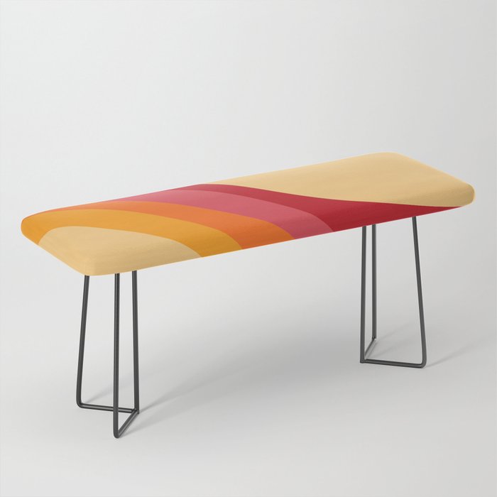 Red Wavy Retro - Colorful Art Pattern Design Bench