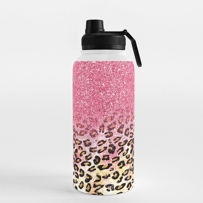 Pink glitter cow print kids flip top water bottle – Happy at Home