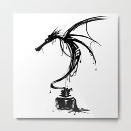 Ink Dragon Metal Print