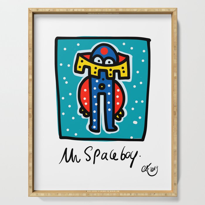 Mr Space Boy Street Art Graffiti Illustration for Kids Serving Tray
