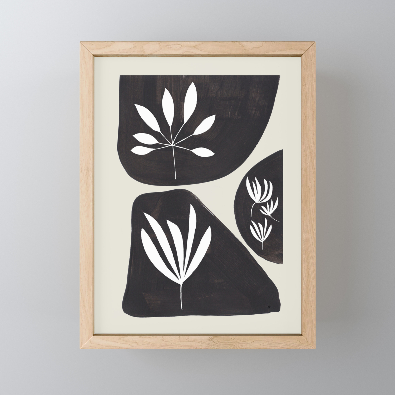 Black White Minimalist Tribal Floral Fossilized Ink Shapes Dark