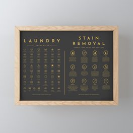 Laundry Symbols Guide Care with Stain Removal Instruction Gold Framed Mini Art Print