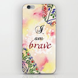 I am brave - motivational affirmations & quotes with mandalas for self-care and recovery iPhone Skin