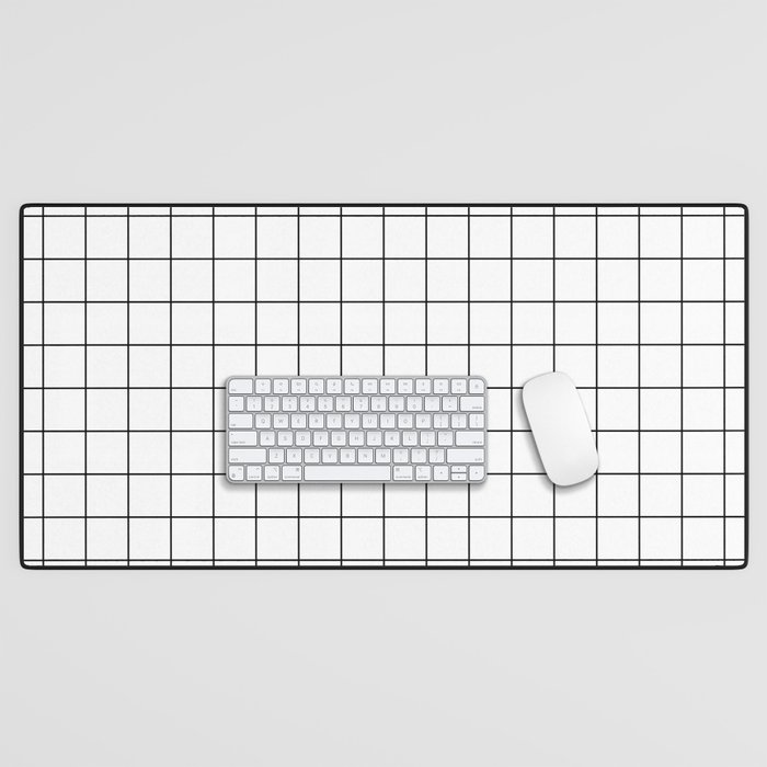 Grid White Desk Mat by Miss Striped Society6
