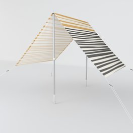 Natural Stripes Modern Minimalist Colour Block Pattern in Charcoal Grey, Muted Mustard Gold, and Cream Beige Sun Shade