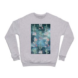 Potted Cactus and Succulents Rose Gold Night Sky Crewneck Sweatshirt