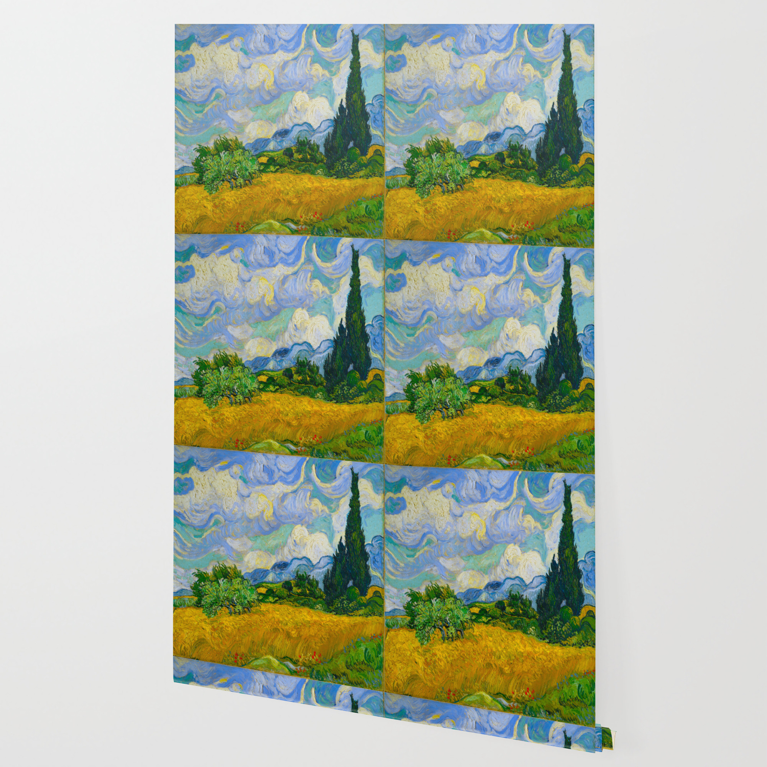 Wheat Field With Cypresses Vincent Van Gogh Oil On Canvas 1889 Wallpaper By Vincent Van Gogh Society6