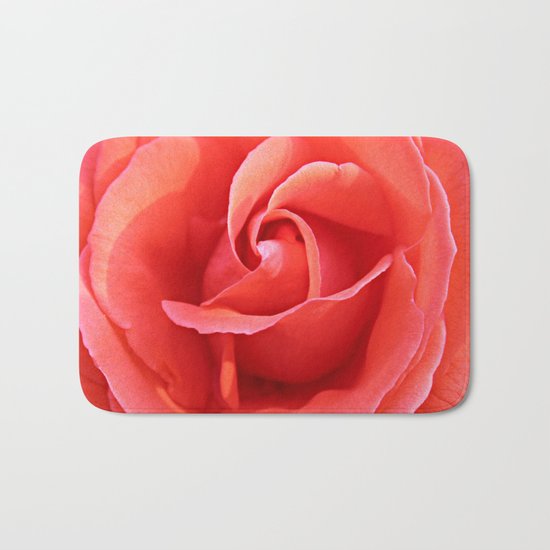 Salmon Floral Rose Abstract Bath Mat