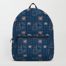 Blue denim patchwork . Backpack