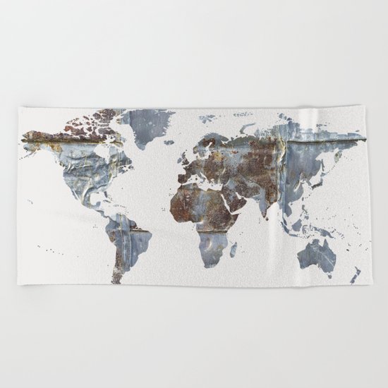 World Map(metal) Beach Towel