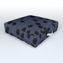 Little raisins abstract spots and dots in black ink on deep indigo night Outdoor Floor Cushion | Dots, Graphicdesign, Raisins, Night, Littleraisins, Black, Blackink, Deepindigo, Abstract, Spots 