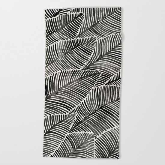 Tropical Palm Leaves – Black Palette Beach Towel